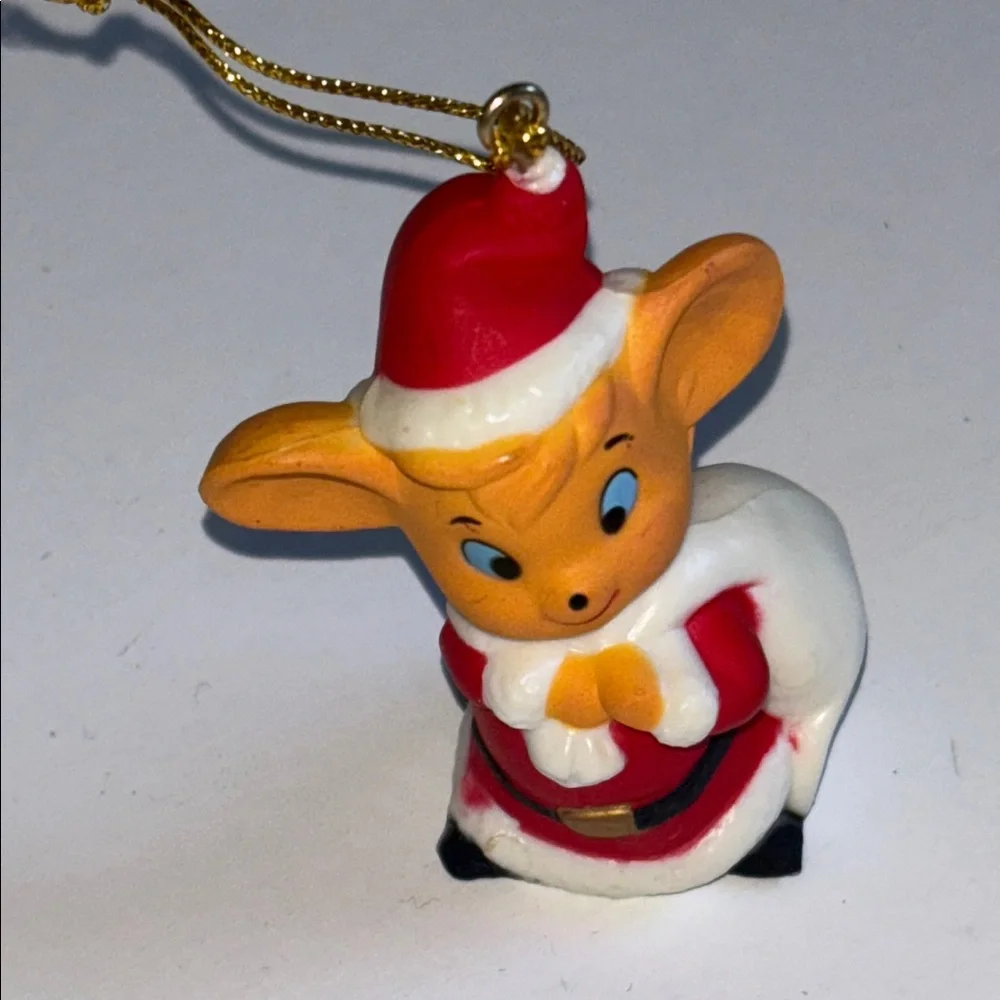 Anthropomorphic Christmas Mouse Plastic Ornaments Vintage Mouse Christmas